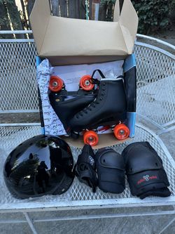 Sure Grip Roller Skates With Helmet(m) Knee,elbow Wrist Pads Size 7