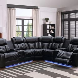 Recliner Sectional Sofa 💫 Sofa Seccional Reclinaɓle (FINANCIAMIENTO DISPONIBLE ~ Fast Delivery 🚛)