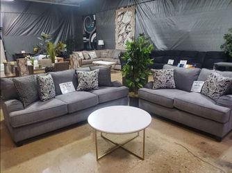 Beautiful Light Gray Contemporary Sofa Loveseat (New)