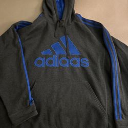 Adidas Dark Grey and Royal Blue Pullover Hoodie 