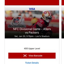 2 Tix to the 49ers Playoff Game This Saturday