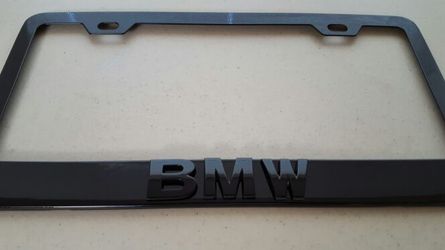 Bmw 3d black metal license frame plate