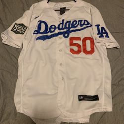 Nike Los Angeles Dodgers Mookie Betts White 2020 World Champions Patch -L
