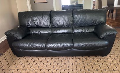 Black faux, leather couch:  77”x 36”