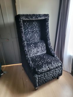 Pasha Andre Chair Black Patterned Velvet Luxury Arm Chair