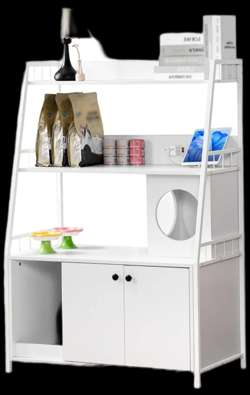 Large Cat Litter Box Enclosure with Shelf Storage, Hidden Litter Box Furniture