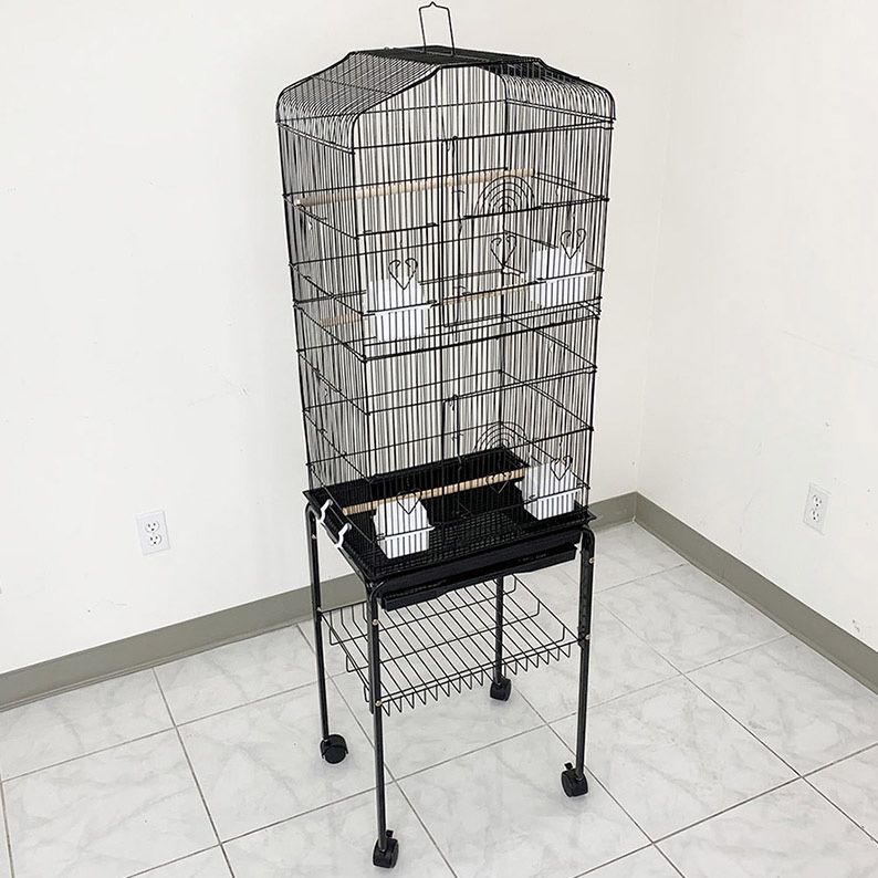 (New in box) $60 Small to Medium Bird Cage 60” Tall Parrot Parakeet Cockatiel Bird Cage 18x14x60” Rolling Stand 