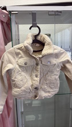 Kids Cream Corduroy Jacket with Sherpa Collar