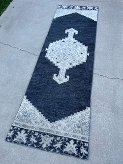 Beautiful Oriental Style Cotton Blend Runner Rug (30”x96”)