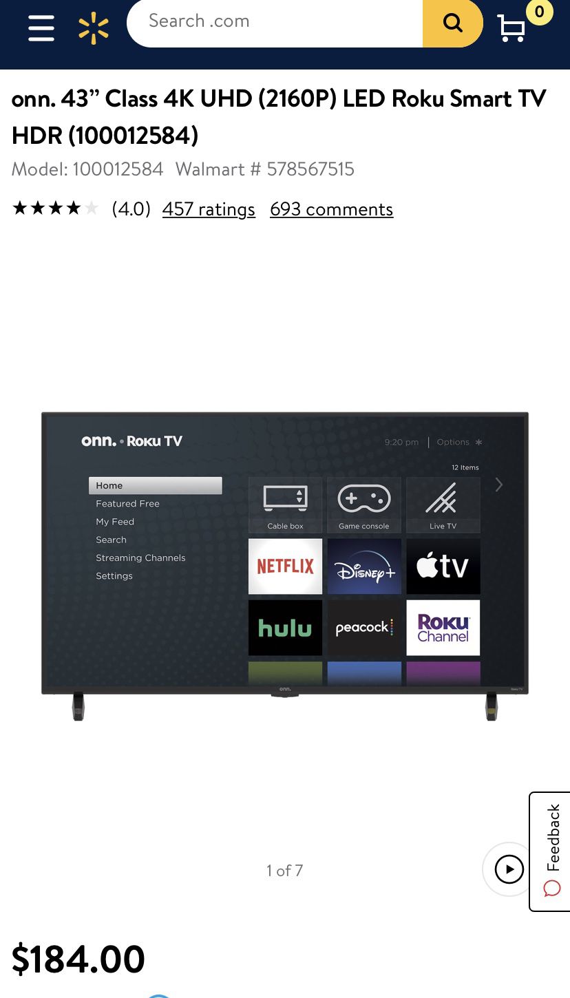 New 43 inch Roku Smart Tv - Still in box