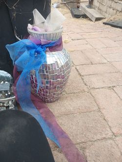 Purple Crakle Glass Vase