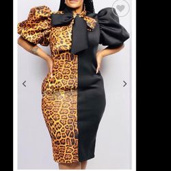 Leopard Print Knee Length Dress