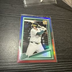2025 Donruss Nick Kurtz Rookie Baseball Card Blue & Red Holo Sp Parallel Oakland A’s Rookie Of The Year 