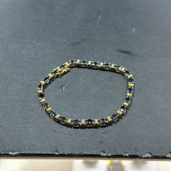 14K Yellow Gold Women’s Tennis Bracelet Blue Diamonds With Diamonds (Size 7.5)
