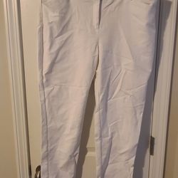 Womens LIZ CLAIBORNE "Emma" White Stretch Slacks Sz 16 Pockets (Ts-E3)