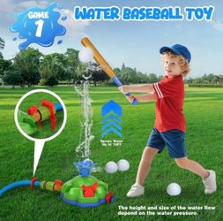 Dreamon 4-in-1 Kids Sprinkler Baseball Toys for Yard, Water Sprinklers Rocket Launcher Outdoor Play, 360° Rotating Water Spray Toy, Summer NEW ęNEW