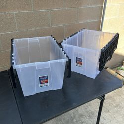 Assorted Plastic Bins And Storage Containers