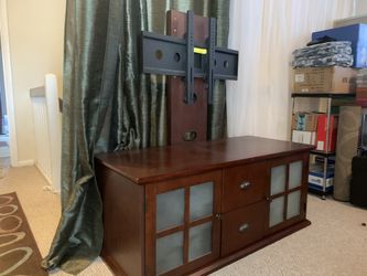 Wood TV Stand Console with Mount - Dark Wood