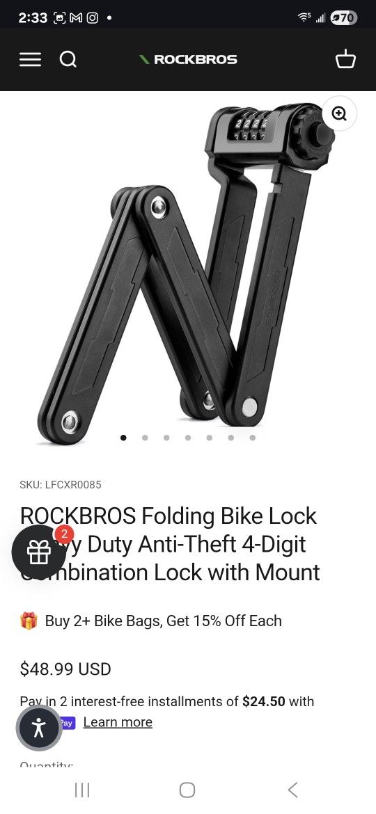 Folding Bike Lock - New Unused