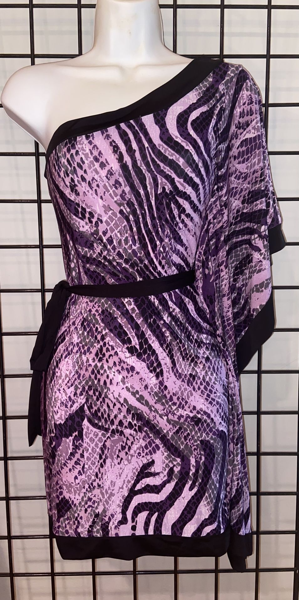 One Sleeve Purple Printed Dress