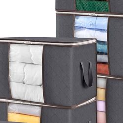 6 Pack Clothes Storage Bins with Lids, Foldable Blanket Storage Bags with...