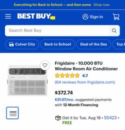 Window AC Unit Frigidaire 10,000 BTUs