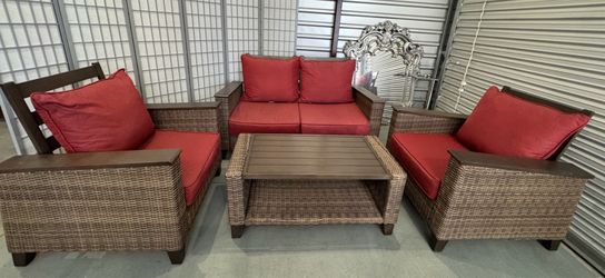 Allen and roth Wylie Cove 4pc chairs and loveseat rockers spring motion patio set