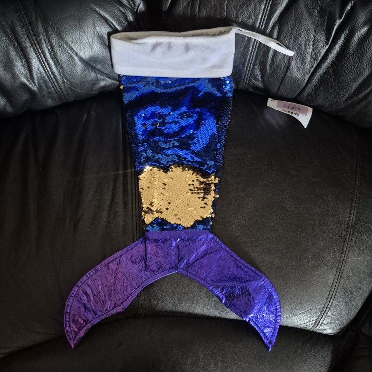 Holiday Mermaid Stocking With Sequin
