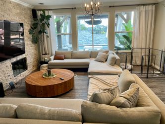 West elm sectional twill in stone color sofas