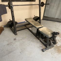 Bench Weight With A Few Weights  Cycling Stationery Bike Included 
