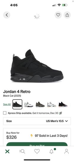 Men’s Jordan 4 Black Cat 
