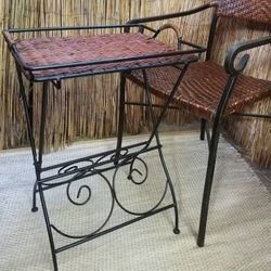Iron Wicker Folding Table