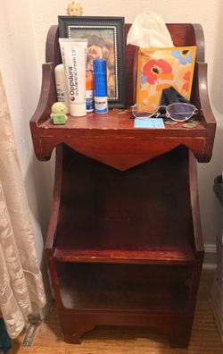 vintage wood nightstand