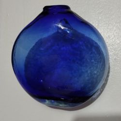 HAND BLOWN GLASS WALL ART VASE 7"×6"×3"