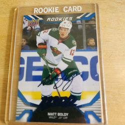 22/23 Matt Boldy Autographed Rookie Upper Deck MVP Hockey Card