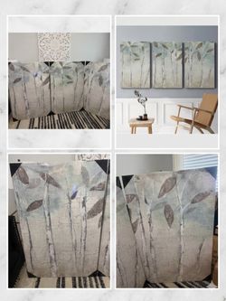 Brand New 3-Piece "Rain Soft Woods" Oversized Canvas Art Set – 48" x 96"