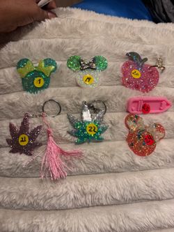 Handmade Glitter Resin Keychains Set of 6