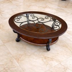 Oval Glass Coffee Table – Ashley Furniture (Nestor Collection)