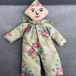 Vintage Embroidered Kit Rag Doll Country Folk Art Cloth Rag Doll 8”