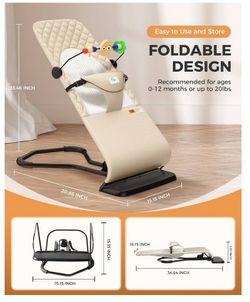Baby Bouncer, Baby Swing, Bouncer Seat for Babies 0-12 Months, Seat Breathable and Comfortable Cushion with Three-Speed Height Adjustment, Infant Ro