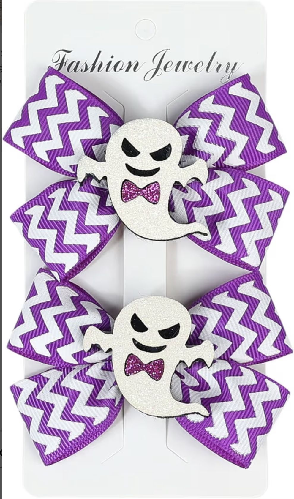 Purple & White Ghost Hair Clips 