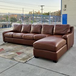 Arizona Leather Milano Full-Grain L-Shape Sectional with Chaise