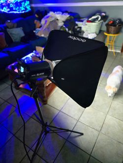 Godox sl60w led video light 5600k with 24x24 light box and stand