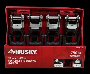 Husky 16 ft. x 1-1/4 in. Ratchet Tie-Down Straps 4-Pack