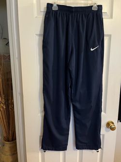 Men Nike Navy Athletic Pants with Zippered Pockets and Ankle Zippers, Size L