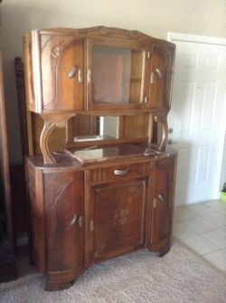 Oak marble top sideboard