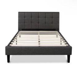Blackstone by Zinus Upholstered Square Stitched Platform Bed King/Gray $199 & Queen/Blue $159