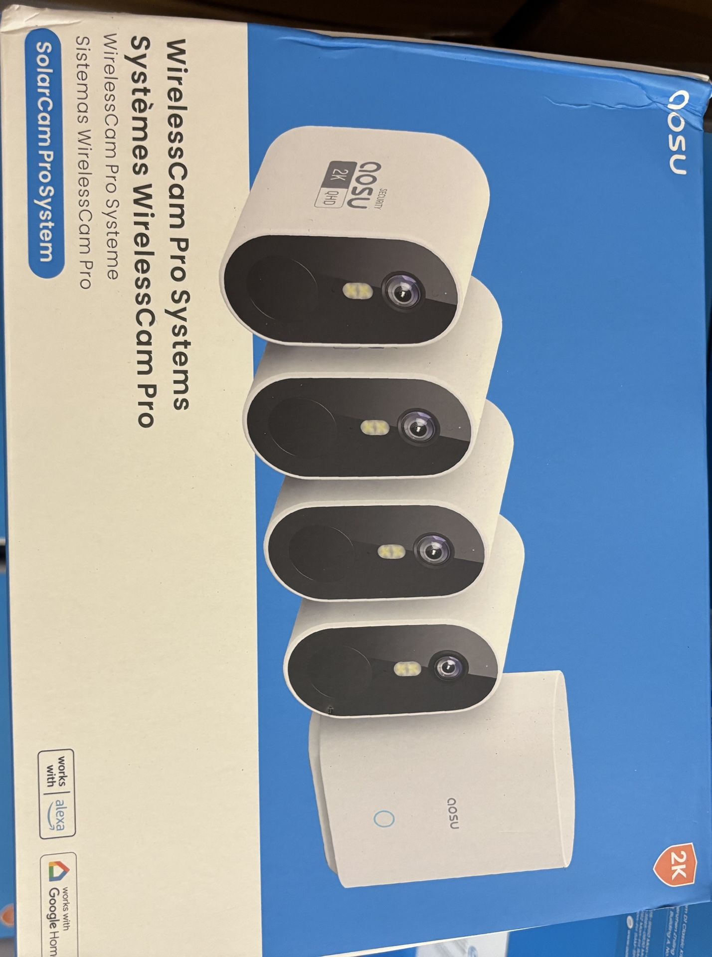 AOSU Security Cameras Outdoor Wireless, 4-Cam-Kit, 166° Ultra-Wide-Angle, Battery Powered, No Subscription, Home Security Cameras System with 2K Color