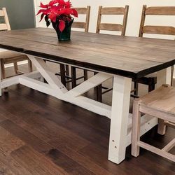 Custom Designed Farmhouse Dining Tables. 