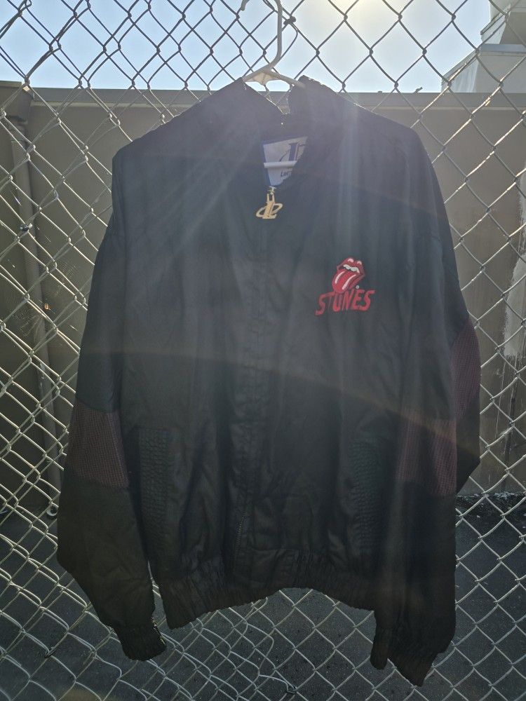 Rare VTG Rolling Stones Windbreaker Jacket Embroidered Logo Athletic XL 